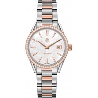 Tag Heuer Carrera Solid Rose Gold & Stainless Diamond Women's Watch WAR1353-BD0779
